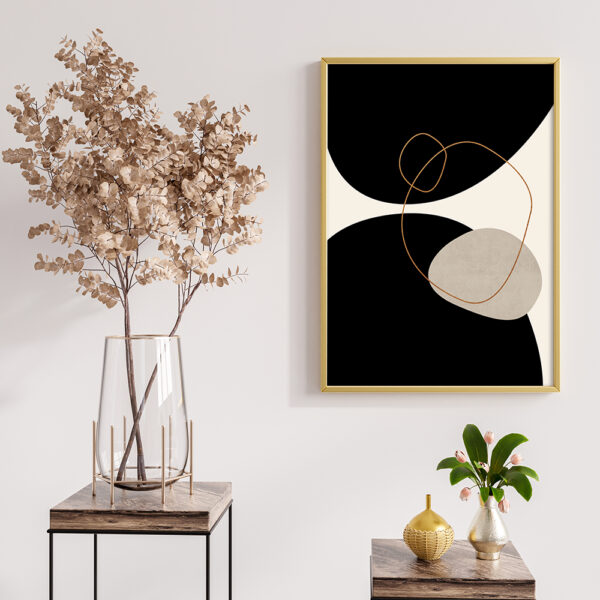 Black modern abstract minimalist painting
