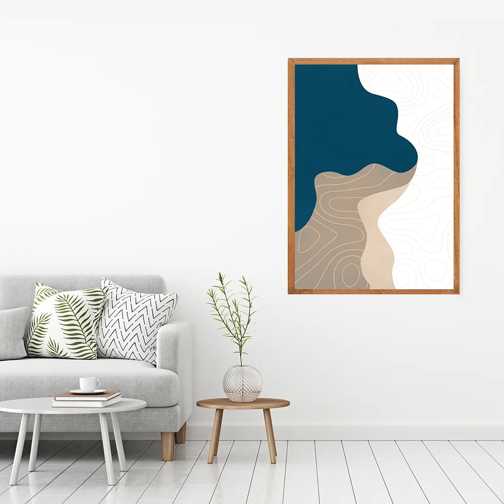 Framed line art abstract painting for home decor