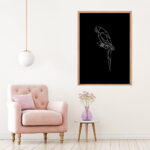 Framed line art abstract painting for home decor