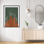 Framed line art abstract painting for home decor