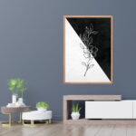 Framed line art abstract painting for home decor