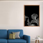 Framed line art abstract painting for home decor