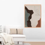 Framed line art abstract painting for home decor