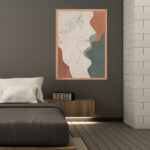 Framed line art abstract painting for home decor