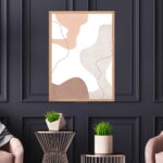 Framed line art abstract painting for home decor