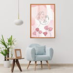 Framed line art abstract painting for home decor