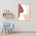 Framed line art abstract painting for home decor