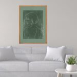 Framed line art abstract painting for home decor