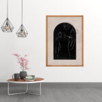 Framed line art abstract painting for home decor