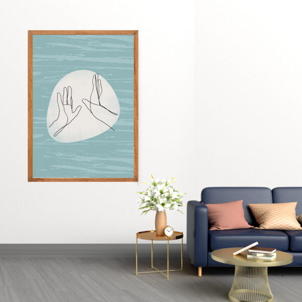 Framed line art abstract painting for home decor