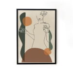 Framed line art abstract painting for home decor