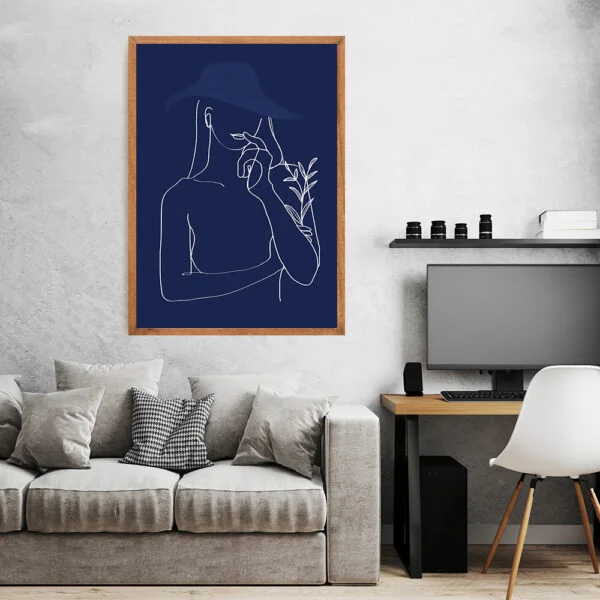 Framed line art abstract painting for home decor