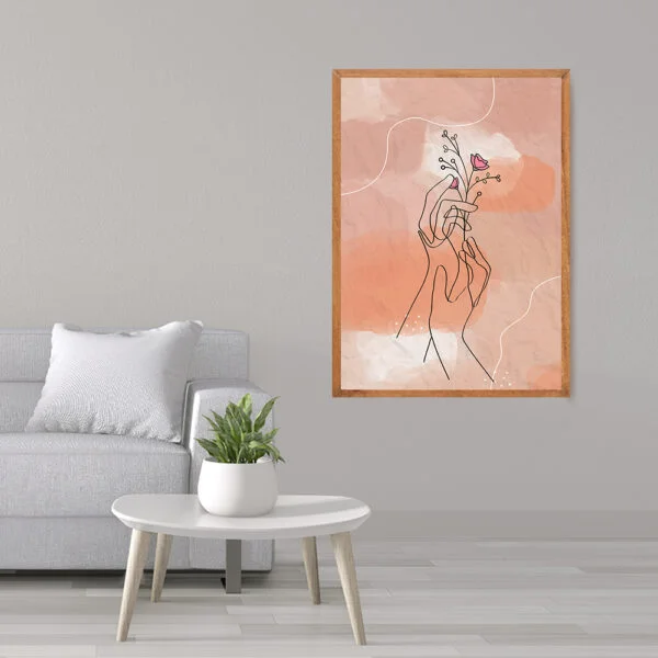 Framed line art abstract painting for home decor