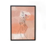 Framed line art abstract painting for home decor