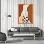 Framed line art abstract painting for home decor