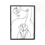 Framed line art abstract painting for home decor