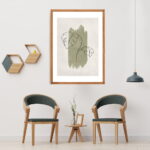 Framed line art abstract painting for home decor