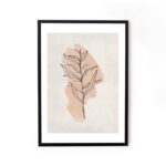 Framed line art abstract painting for home decor