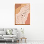 Framed line art abstract painting for home decor