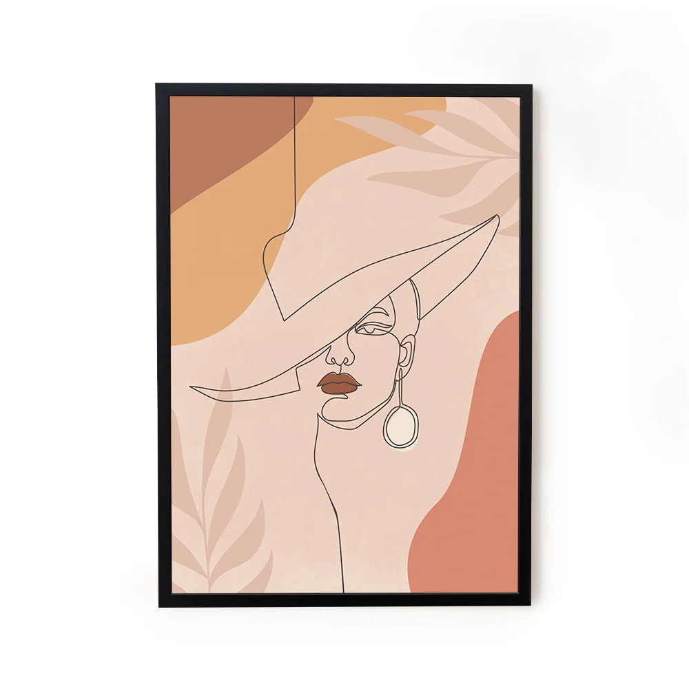 Framed line art abstract painting for home decor