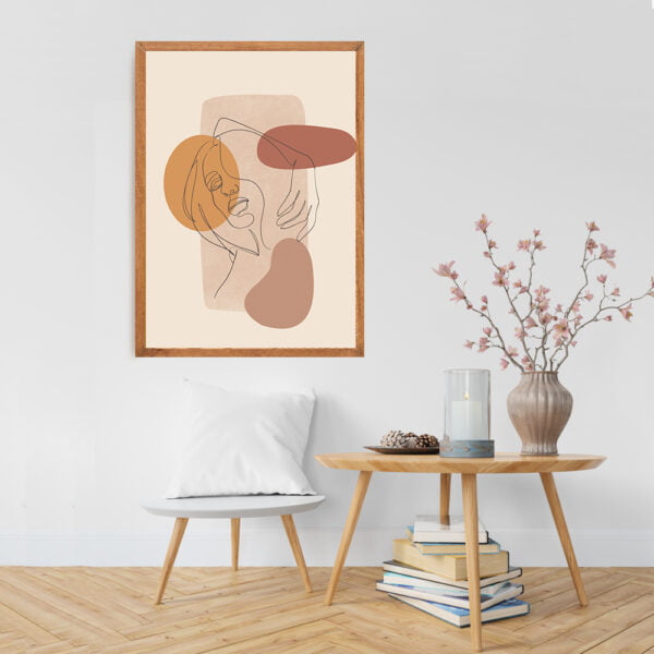 Framed line art abstract painting for home decor