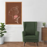 Framed line art abstract painting for home decor