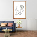 Framed line art abstract painting for home decor