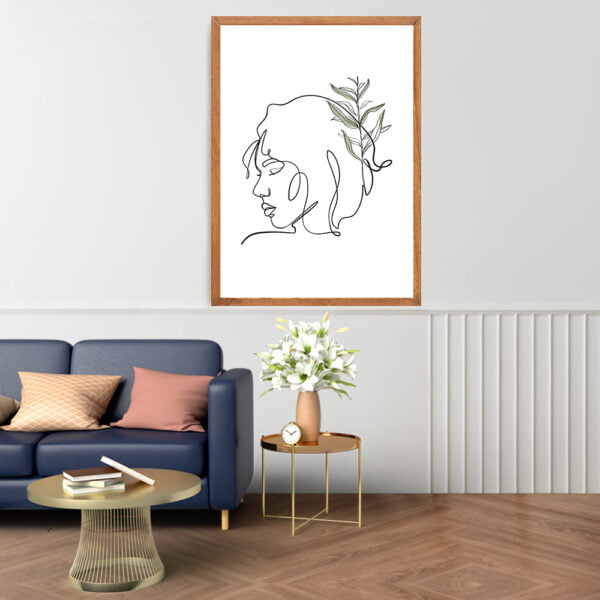 Framed line art abstract painting for home decor