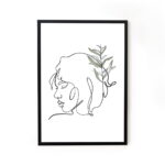 Framed line art abstract painting for home decor