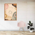 Framed line art abstract painting for home decor