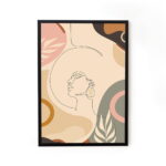 Framed line art abstract painting for home decor