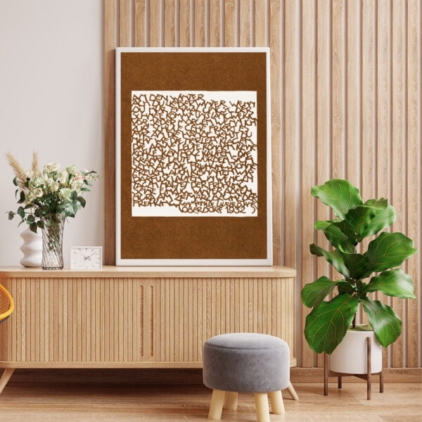 Framed line art abstract painting for home decor