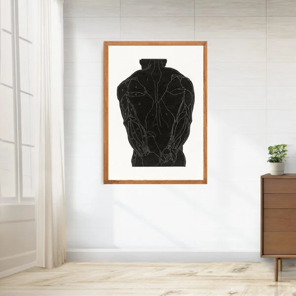 Framed line art abstract painting for home decor