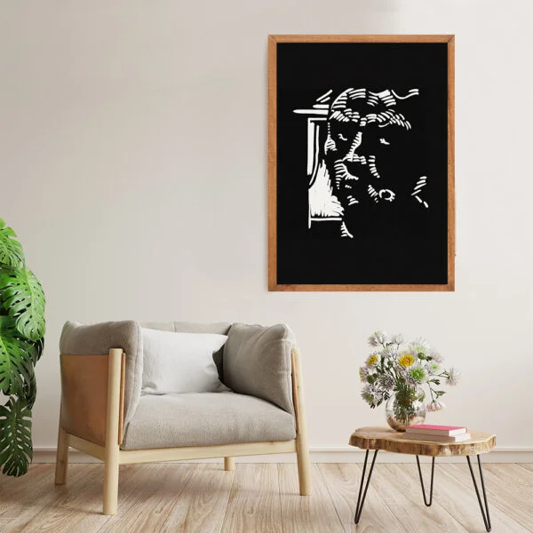 Framed line art abstract painting for home decor