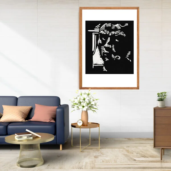 Framed line art abstract painting for home decor