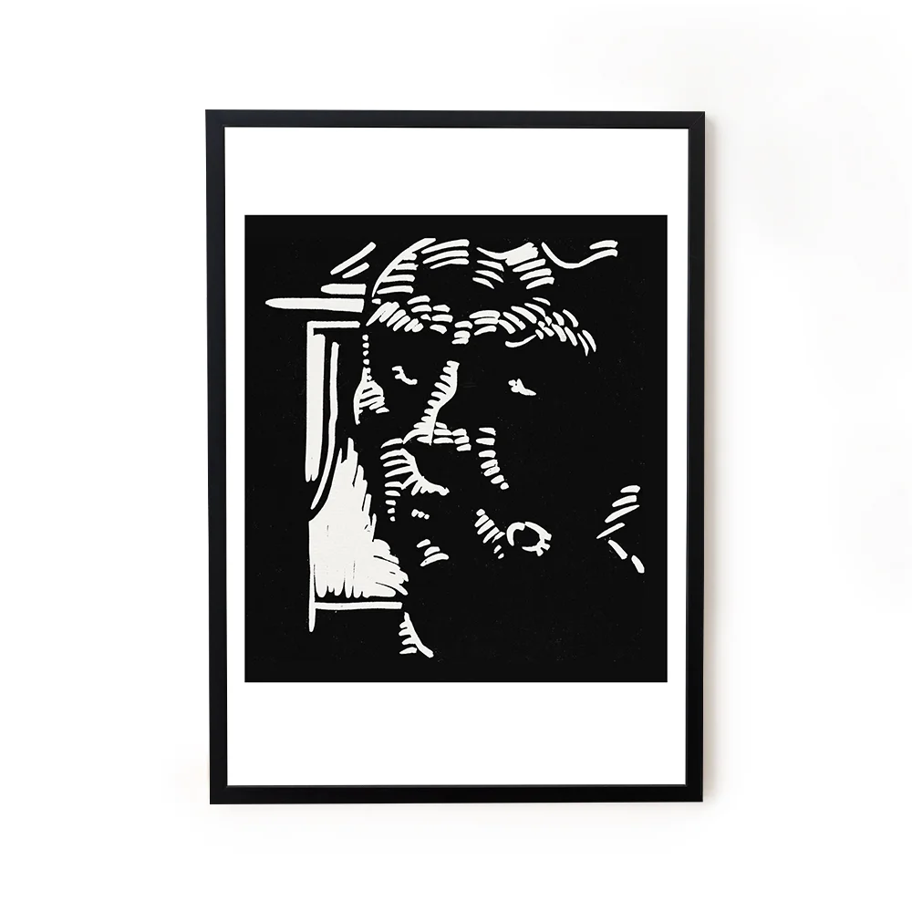 Framed line art abstract painting for home decor