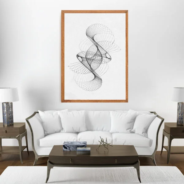 Framed line art abstract painting for home decor