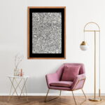 Framed line art abstract painting for home decor