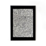 Framed line art abstract painting for home decor