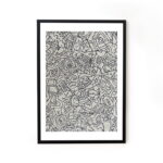 Framed line art abstract painting for home decor