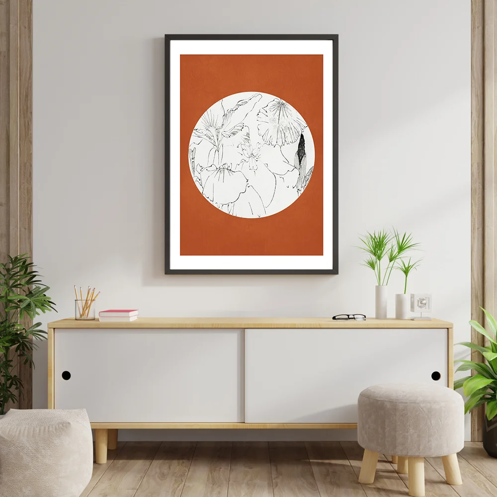 Framed line art abstract painting for home decor