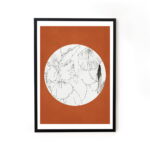 Framed line art abstract painting for home decor