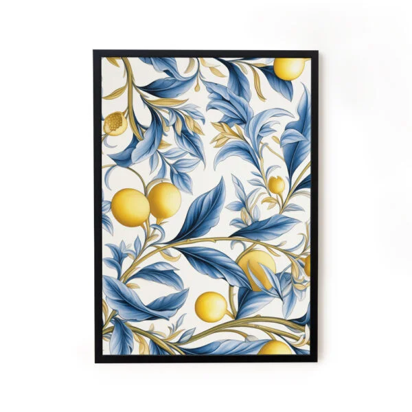 Blue Flowy Botanical Wall Art Decor Painting For Living Room