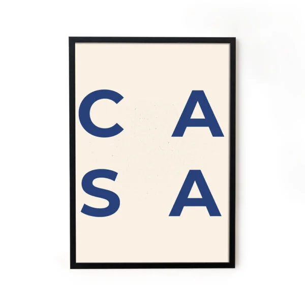 Text Casa Blue Minimalist Wall Art Decor Poster