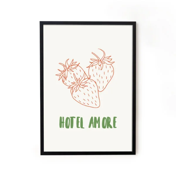 Hotel Strawberry Framed Wall Art Decor Poster