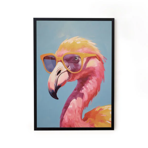 Flamingo With Glasses Maximalist Pop Wall Art Painting For Living Room