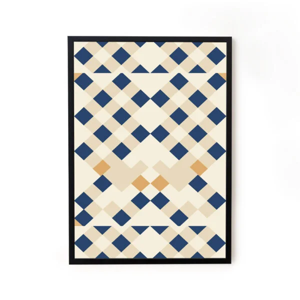 Checkered Pattern Framed Geometric Wall Art Decor Painting