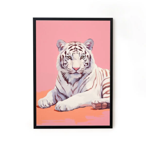Pink Royal Tiger Maximalist Pop Wall Art Painting For Interior