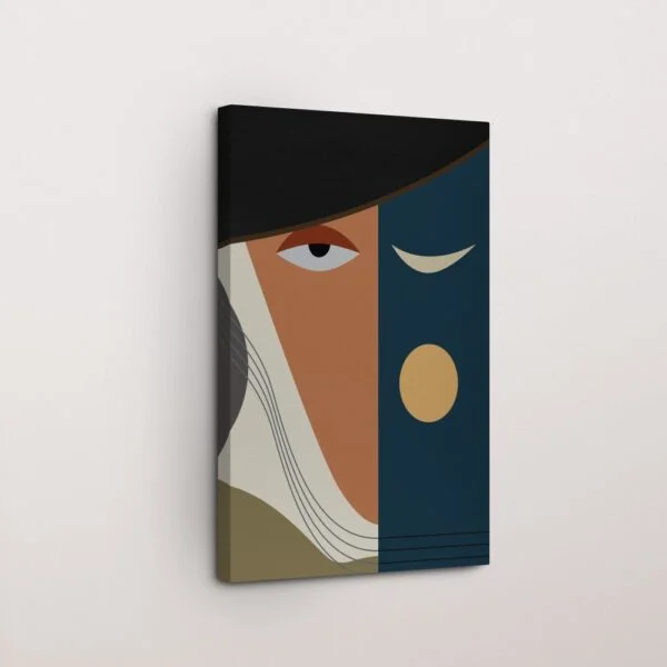 Ethereal Woman and Moon Line Art Painting for Wall Decor