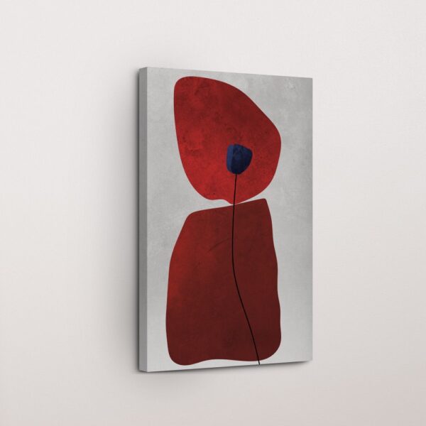 Crimson Bloom Minimalist Canvas Painting For Bedroom Decor